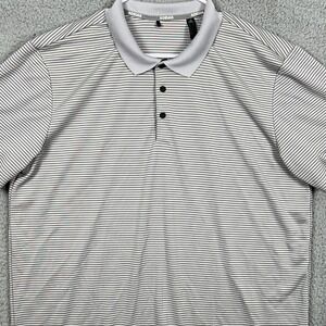 Adidas Shirt Polo Adult Mens XL Black Gray Stripes Golf Rugby Short Sleeve Logo